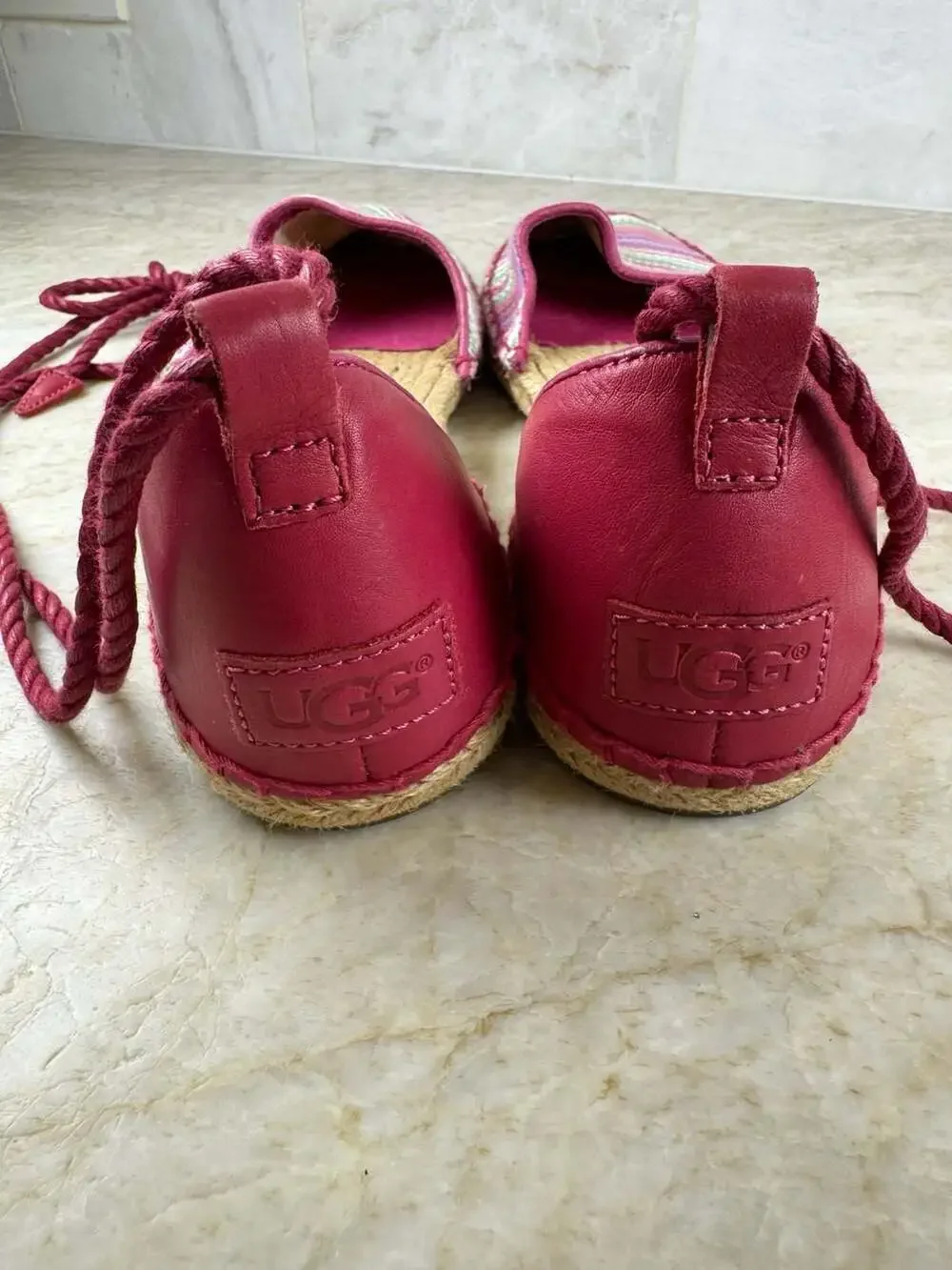 UGG Australia Libbi Serape Lace-Up Espadrille Flats Pink Multicolor Women’s 9